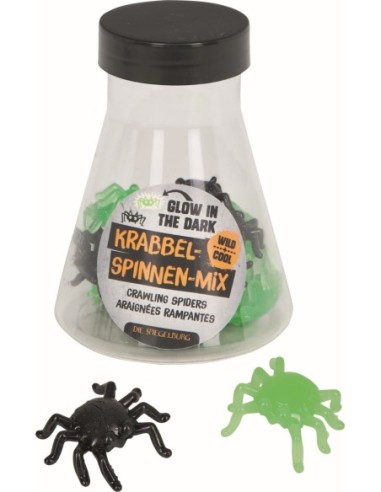 Kruipspinnen mix zwart en glow-in-the-dark