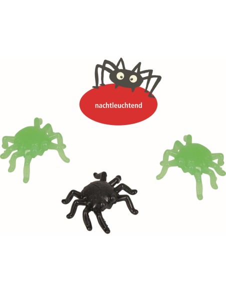 Kruipspinnen mix zwart en glow-in-the-dark