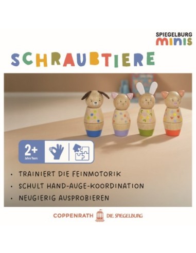 Schroefblokken van hout dieren 4 designs