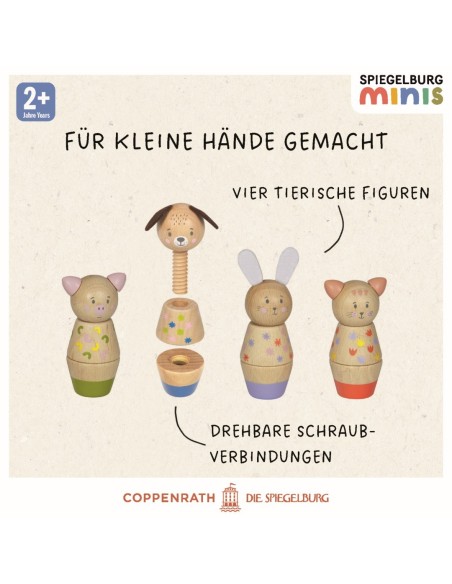 Schroefblokken van hout dieren 4 designs