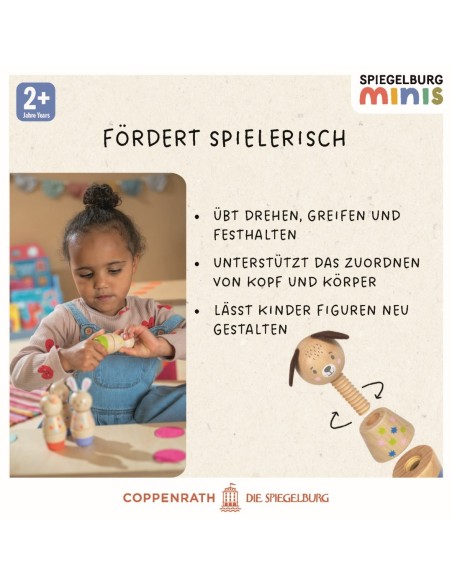 Schroefblokken van hout dieren 4 designs