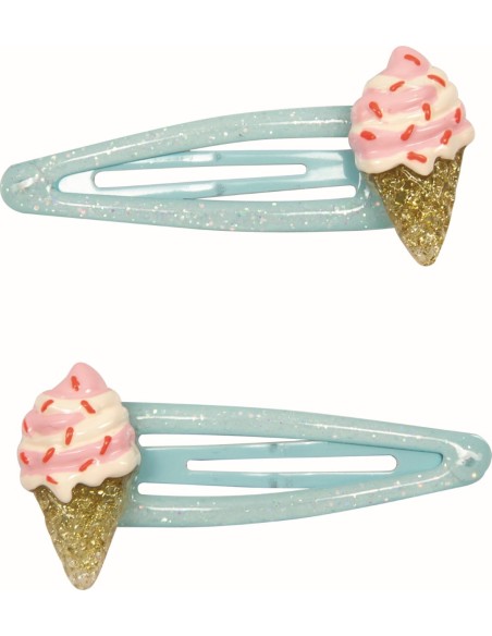 Haarclips 3 designs ijsjes, kersen, muffins set van 2
