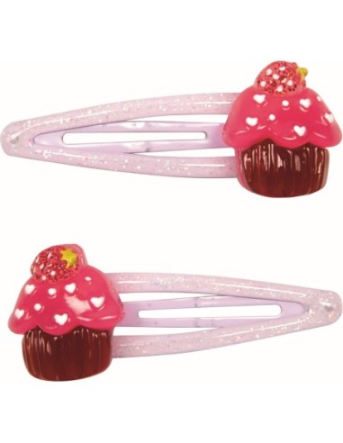 Haarclips 3 designs ijsjes, kersen, muffins set...