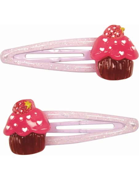 Haarclips 3 designs ijsjes, kersen, muffins set van 2