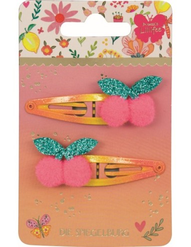 Display met 12 haarclips kersen