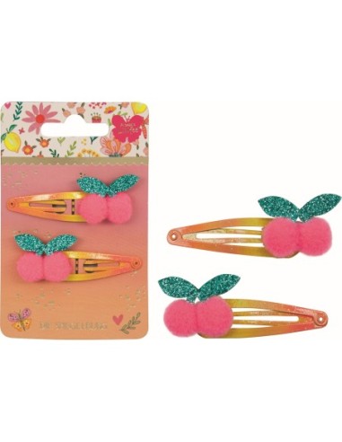 Display met 12 haarclips kersen