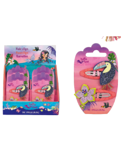 Haarclips - bloem en toekan