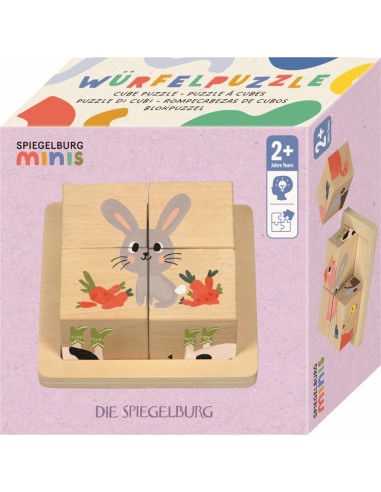 Houten blokpuzzel van 4 blokjes dieren