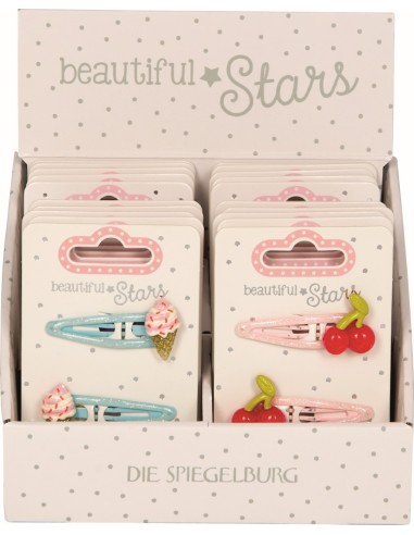 Haarclips 3 designs ijsjes, kersen, muffins set...