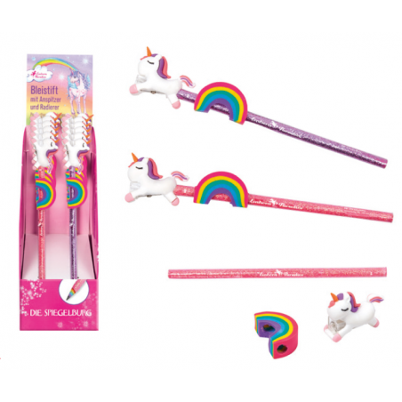 Potlood met puntenslijper en gum