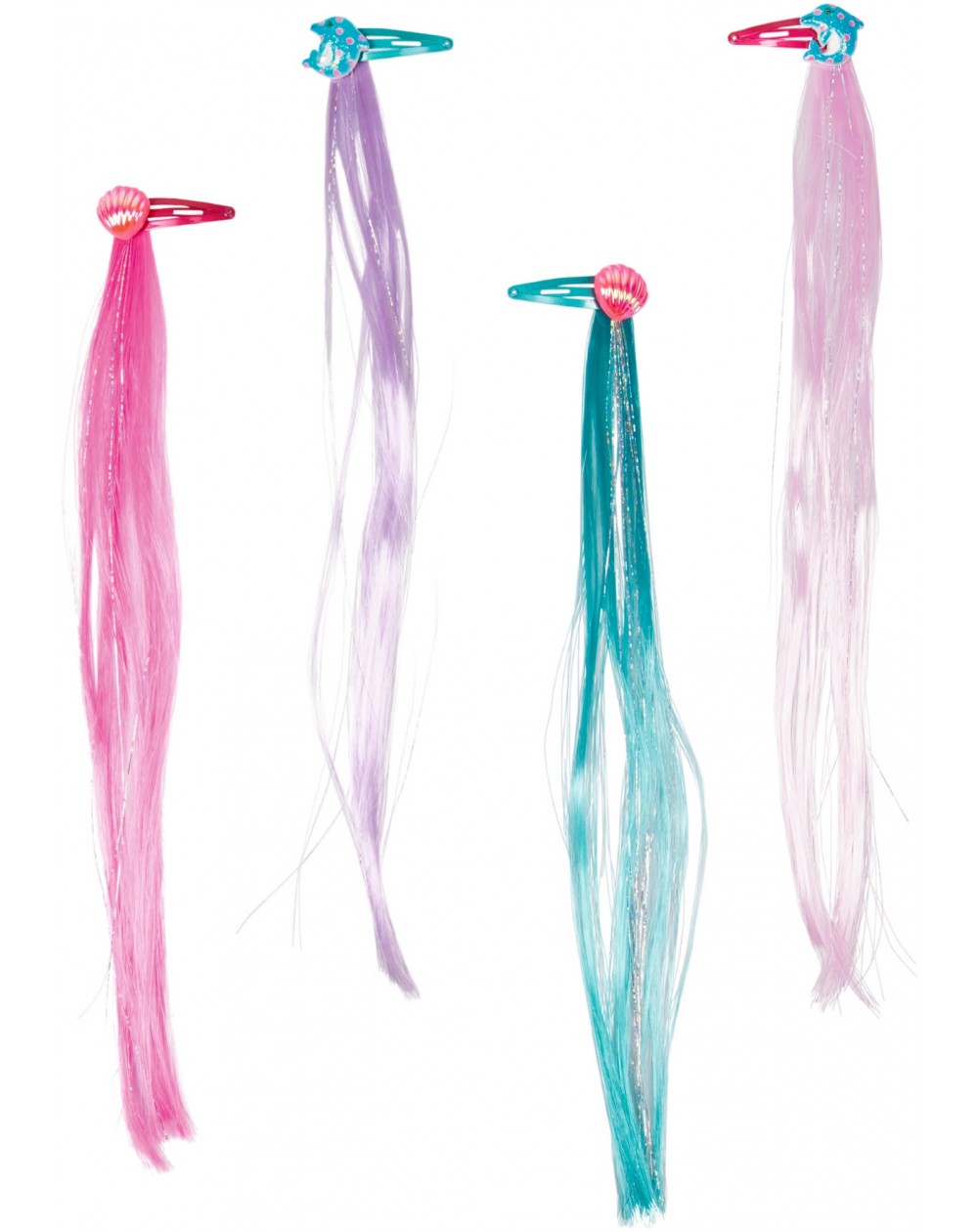 Glitterhighlights zeemeermin 30 cm set van 4 haarclips